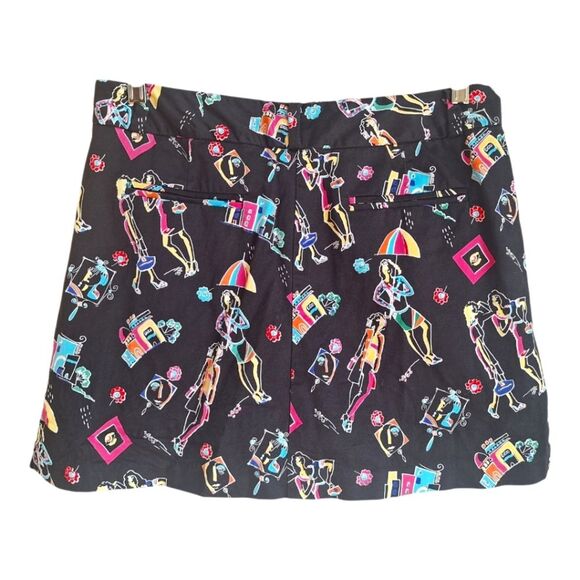 ATTYRE NY Colorful Skort 8P Black with Brite Multi Retro Fun City Ladies Print - Picture 16 of 16